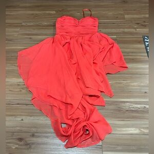 Arden B Vibrant Coral High Low Dress Size Small
